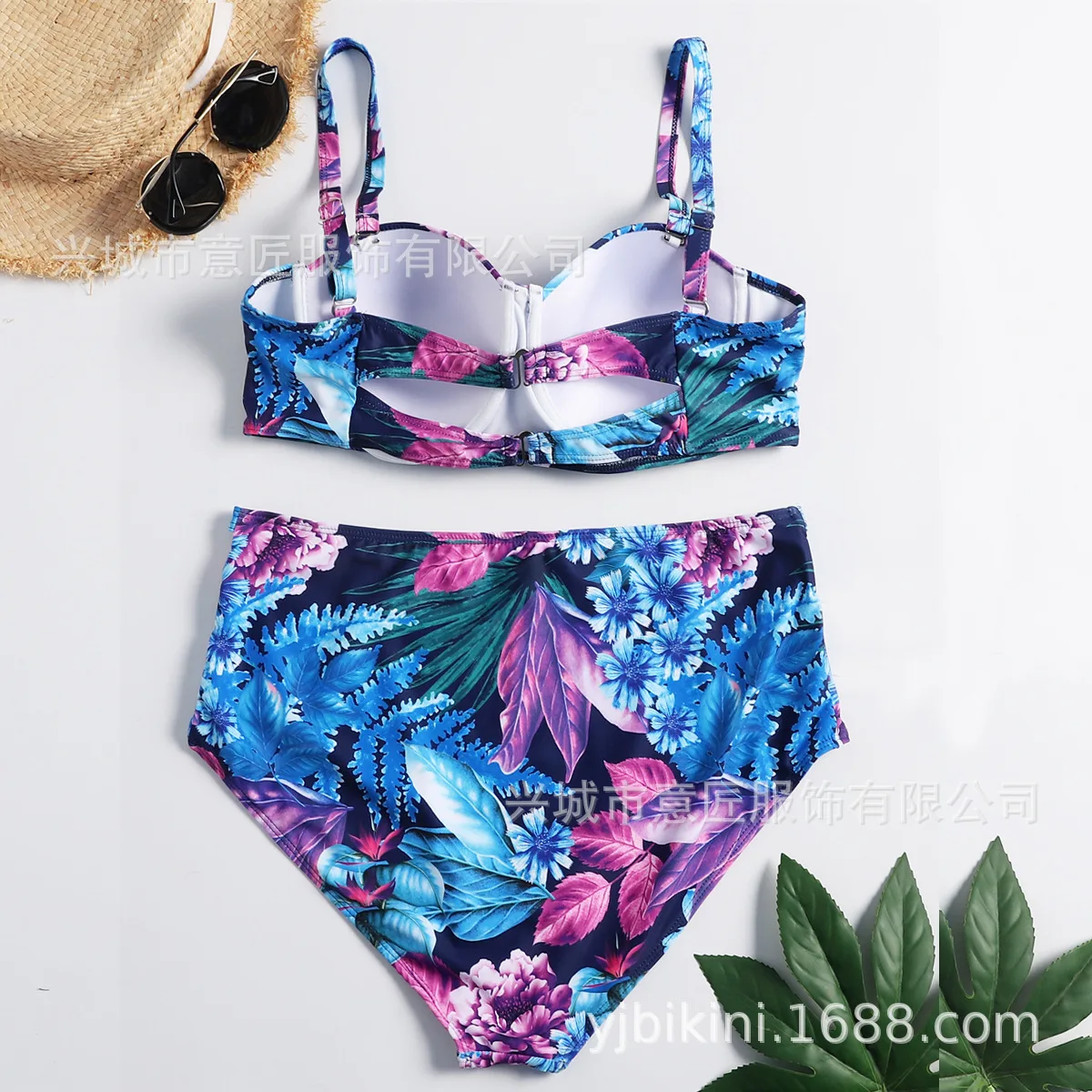 Купальник большого размера с принтом Gao двухцветное бикини завышенной