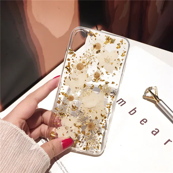 6 Qianliyao настоящие сушеные чехлы с цветочным принтом для IPhone X XS Max XR 6 6S 7 8 Plus 11 Pro Max чехол ручной работы мягкий свежий цветок чехол для телефона - Цвет: 6