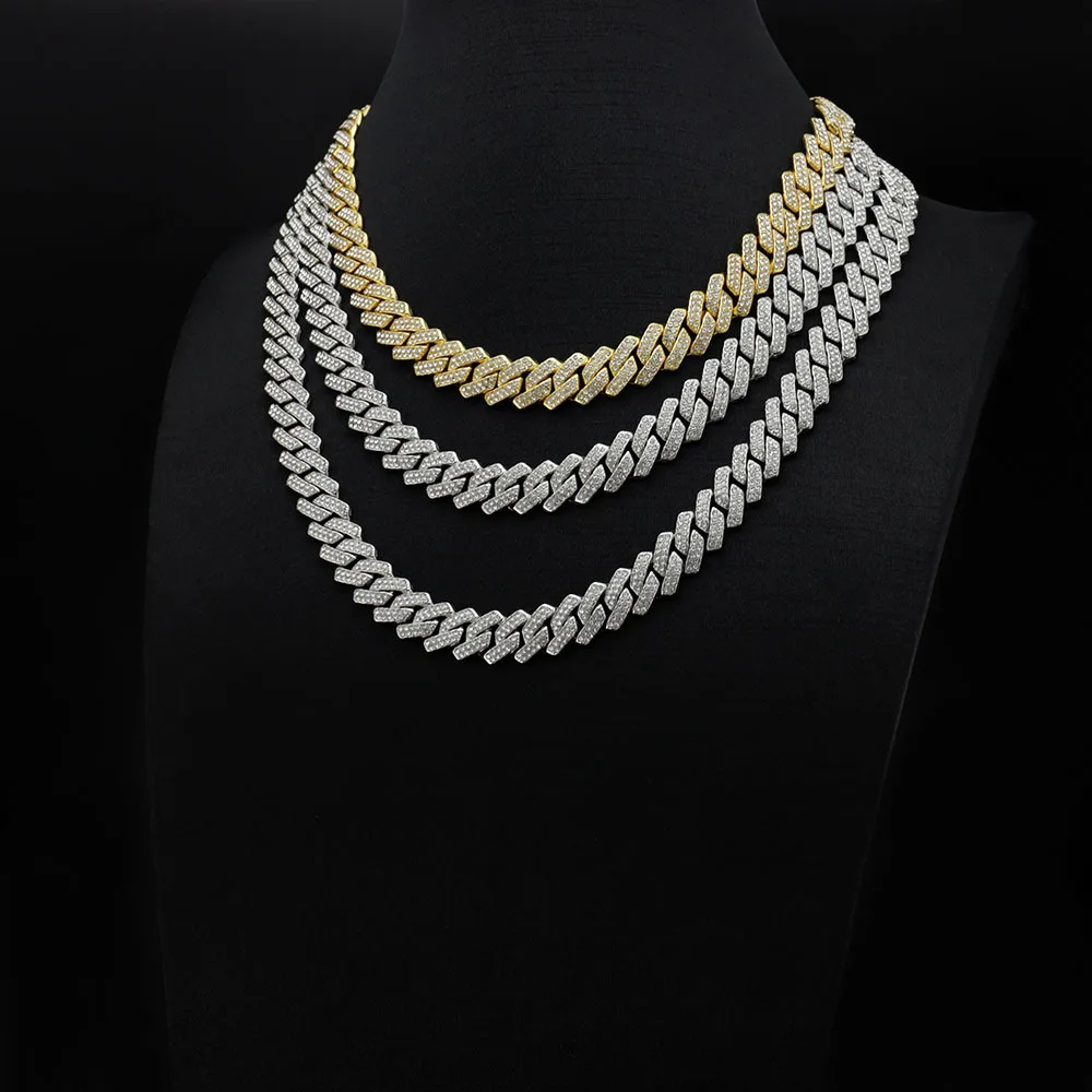 Цепочка мужская с инкрустацией циркона в стиле хип хоп 13 мм|Цепочки| |