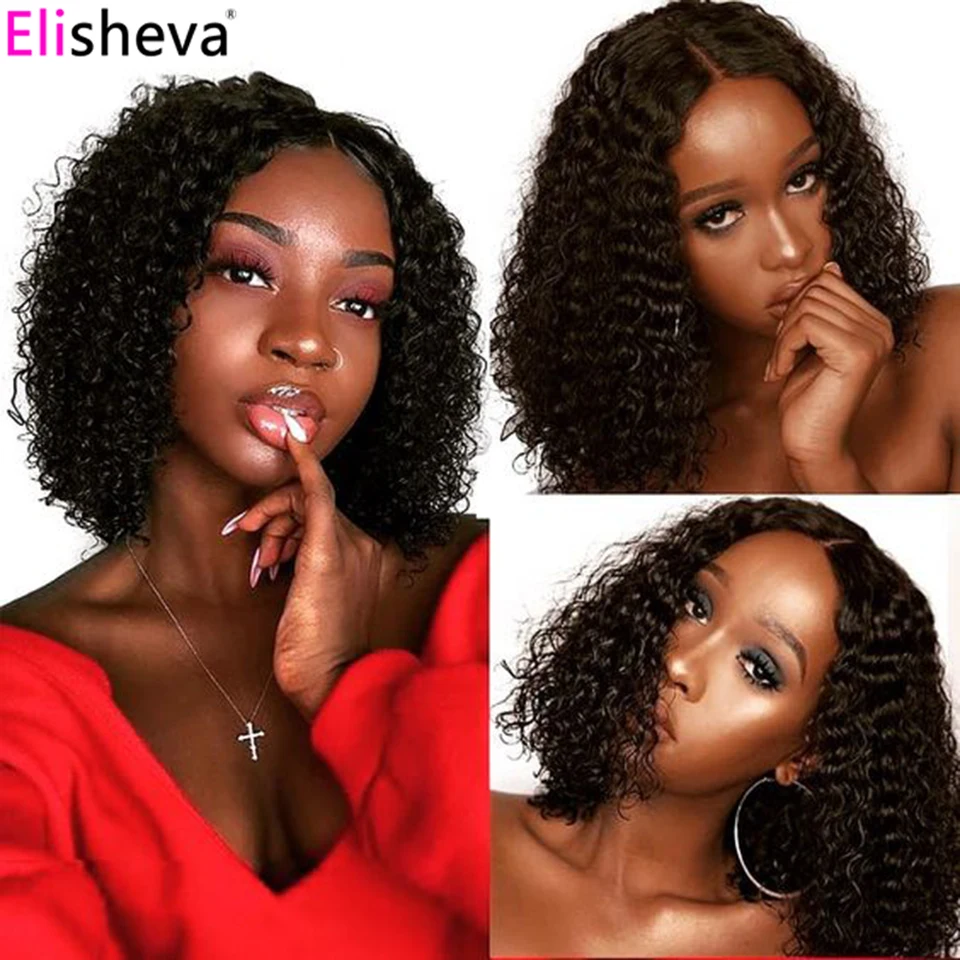 

Curly Short Bob Lace Front Wig Peruvian 13x4 Transparent Lace Frontal Human Hair Wigs For Black Women Bob Curly Closure Wig Remy
