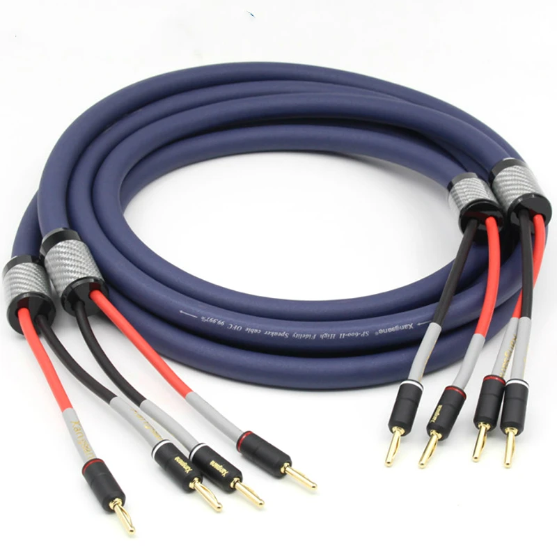 Аудиофил OFC HiFi аудио динамик кабель с красным медным позолоченным банановым