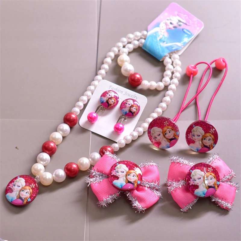 8 шт диснеевских мультфильмов Холодное сердце детское ожерелье + браслет серьги