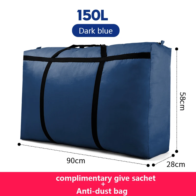 Dark blue 150L Дорожная сумка, холщовая, переносная, для женщин, для выезда за границу, сумка для багажа, большая вместительность, 40L-180L, большая, переносная, для дома, сумка для хранения, очень большая - Цвет: Dark blue 150L