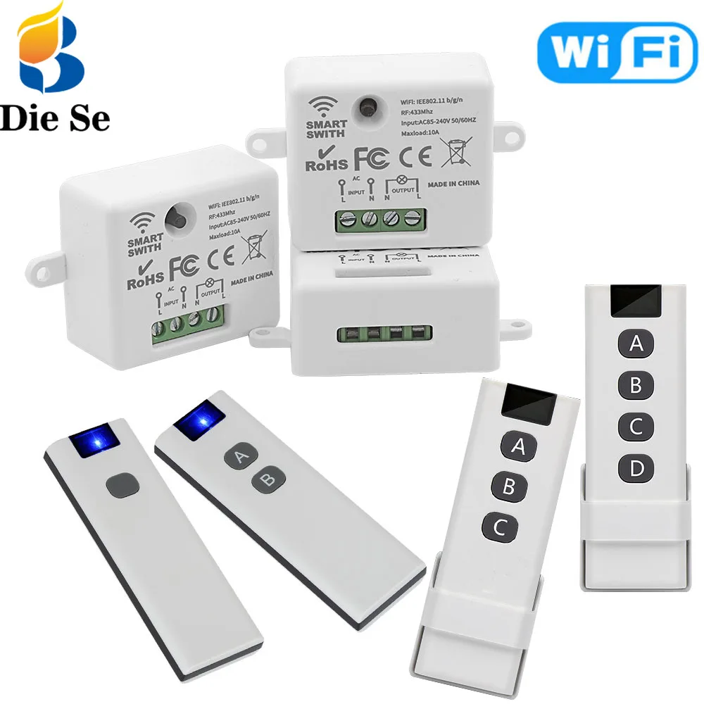 

Smart Home Mini Wifi Rf Swtich Timer switch 220V Tuya Smart Life Interruptor and 433mhz Remotes Work with Alexa Google Home