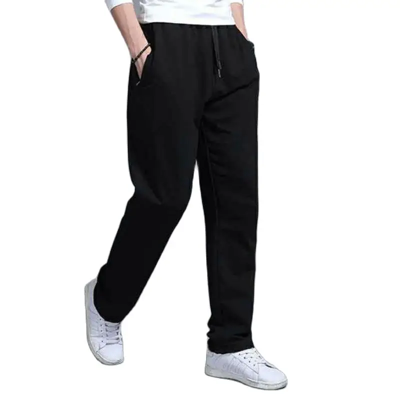 

Pantalones de algodn de marca para hombre, para correr, gruesos, de lana, muy clidas, con cremallera, para verano