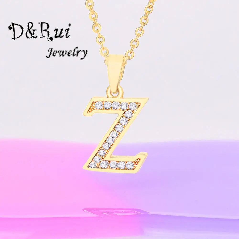 Маленькие Z ожерелья с буквенным принтом кулоны модная цепочка золотого цвета