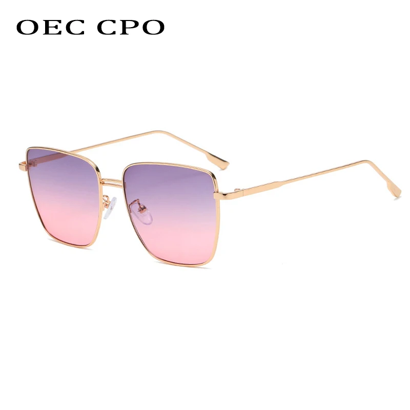 

OEC CPO Metal Square Sunglasses Women New Fashion Shield Colorful Lens Sun Glasses Female Brand Designer Ladies Eyewear O1181