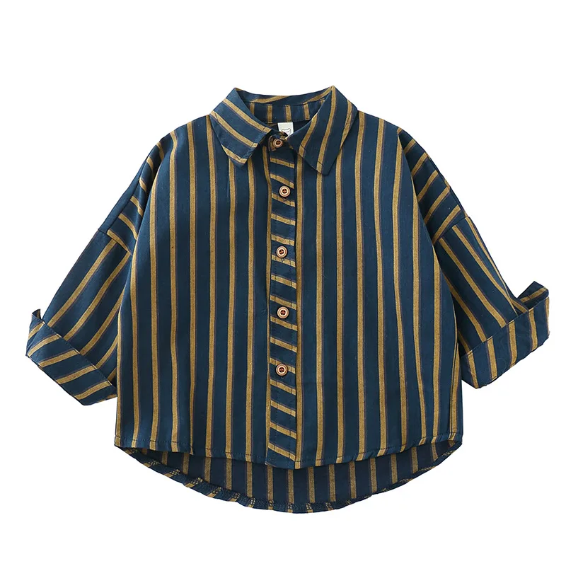 

2020 Autumn New Boys' long-sleeved shirt thin children's shirt children's baby striped shirt boys shirt boutique kids clothing