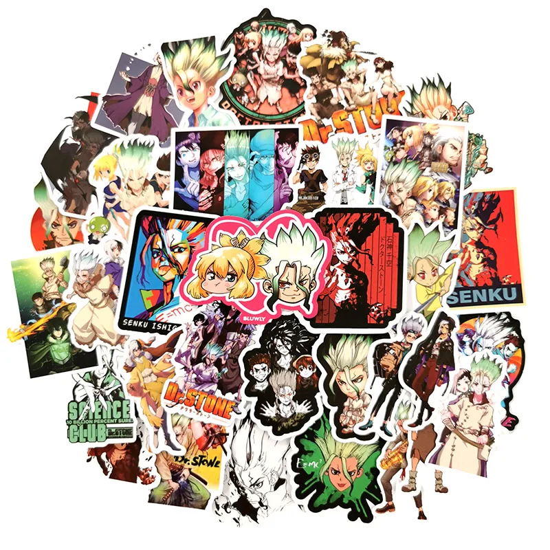 Наклейка dr.stone для чемоданов ноутбуков компьютеров велосипедов скейтбордов 10/50