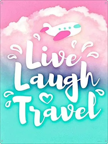 

Live Laugh Travel Metal Sign Retro Home Man Cave Wall Decoration 12X16 inch