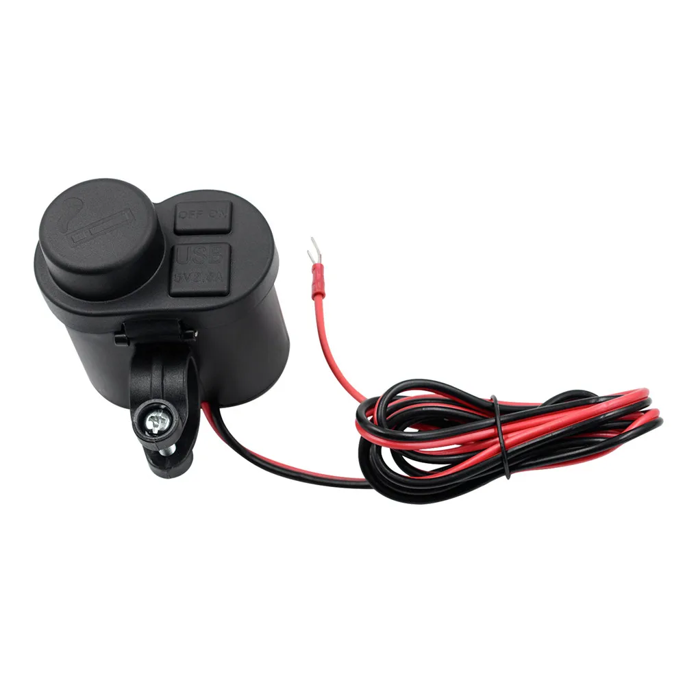 

Multifunctional Motorcycle Dual USB 2.5A Charger Waterproof Cigarette Lighter Socket Charger with Switch for Motorcycle/ ATV