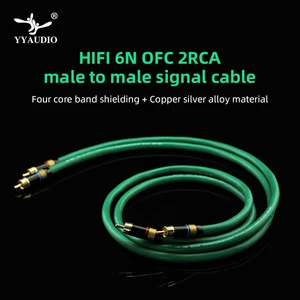 yyaudio 2328 hifi silver plated 2rca cable high quality 6n ofc hifi rca male to male audio cable free global shipping