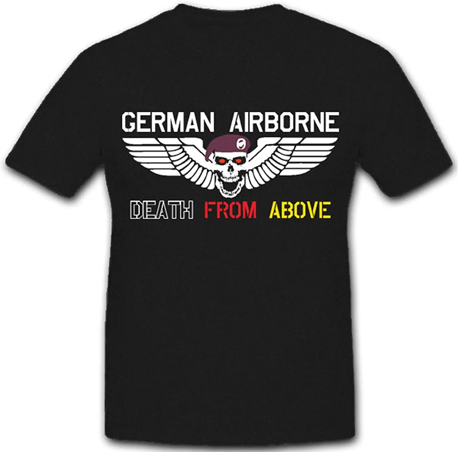 

German Airborne Death From Above Paratroopers Men T-Shirt Skull German Military Short Casual 100% COTTON O-Neck Tshirt