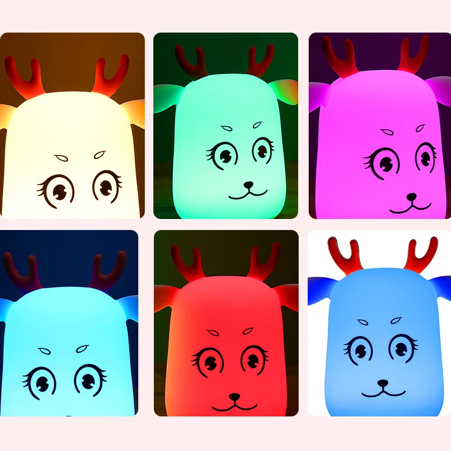 

Small night light cartoon deer silicone clapping lamp decompression lamp feeding lamp silicone lamp atmosphere USBA621