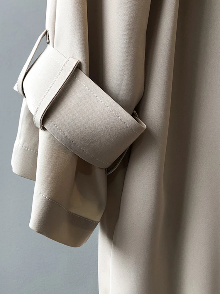 Женский двубортный Тренч GCAROL черный и бежевый пиджак с отворотами манжетами