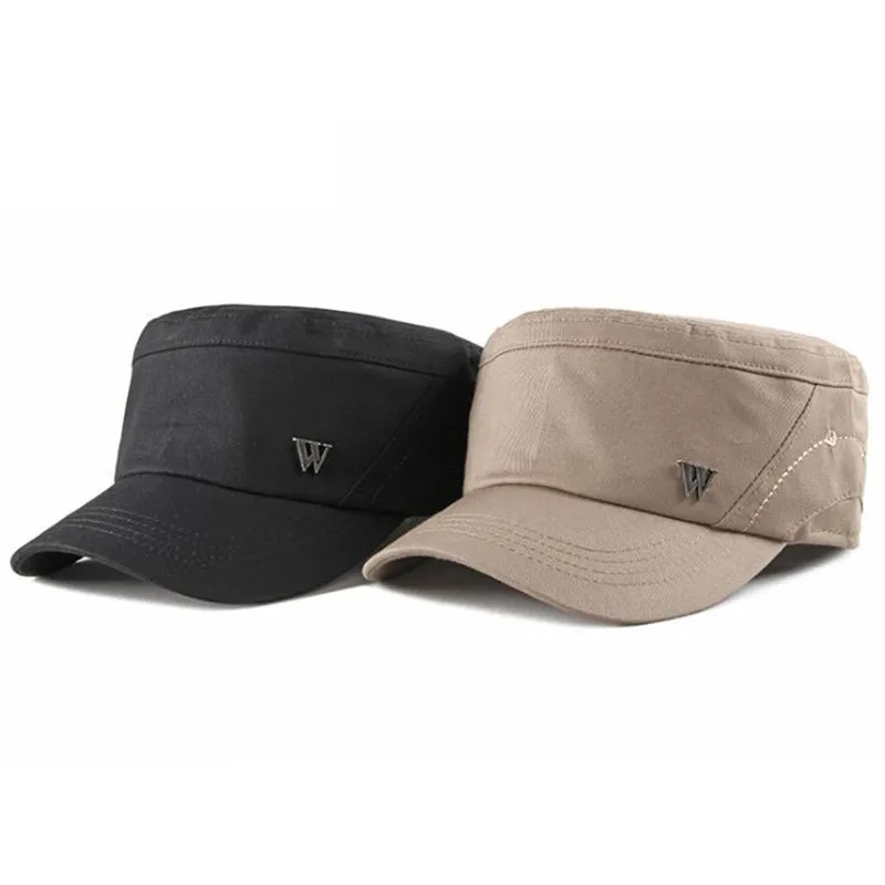 

XdanqinX Adjustable Size Men's Army Military Hat Snapback Cap Fashion Brands Caps Men Cotton Flat Cap 2020 New Dad Hats Navy Hat