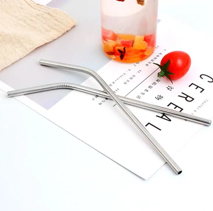 

1000pcs 21.5cm Slim Straight Bent Curved Stainless Steel Straw Drinking Straws 8.5'' Reusable Eco Metal Bar Drinks Wholesale