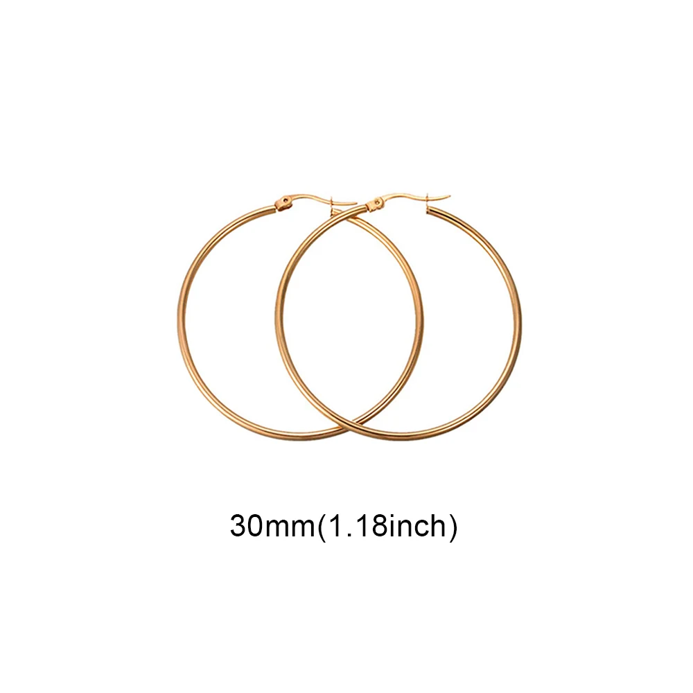 30mm gold Модные серебряные серьги-кольца из нержавеющей стали для женщин 10 мм 80 мм Большой Круг круглая петля креольские серьги ювелирные изделия Букле д 'ореиль - Окраска металла: 30mm gold