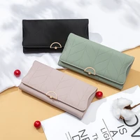 new wallets women fashion letter long tri fold high quality female flower hasp leather coin purses ladies clutch bag card holder