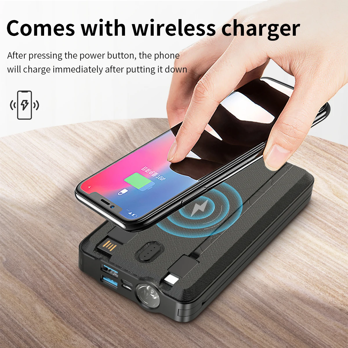 Qi 80000mah беспроводной Солнечный внешний аккумулятор портативное зарядное