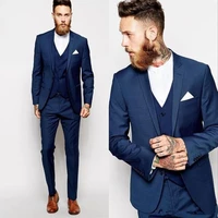 navy blue customized business mens suits 3 pieces jacketpantsvest wedding tuxedos groomsmen best man formal suit for men