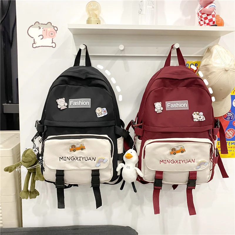 Женский рюкзак для девочек дизайнерский студенческий черный в стиле преппи