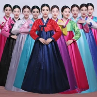 high quality multicolor traditional korean hanbok dress female korean folk stage dance costume korea traditional costume party