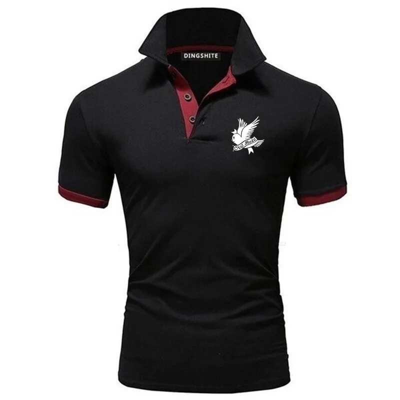 

2021 new fashion clothes men's knitted polo shirt hit color short-sleeved lapel top breathable printing sports men's polo shirt