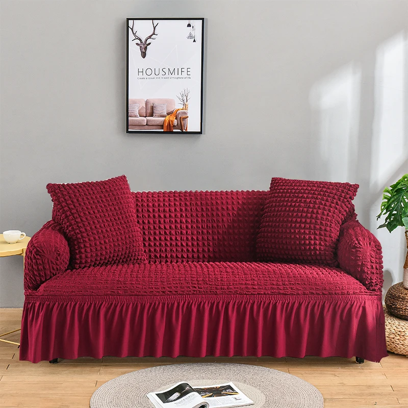 

Seersucker Skirt Style Sofa Cover for Living Room Universal Sofa Cover Sofa Slipcover Couch Cover Chair Protector S/M/L/XL Size
