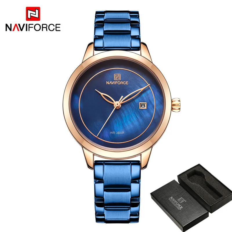 NA500802 with box NAVIFORCE модные женские часы лучший бренд Роскошные серебряные женские наручные часы браслет из нержавеющей стали классические женские часы 5008 - Цвет: NA500802 with box