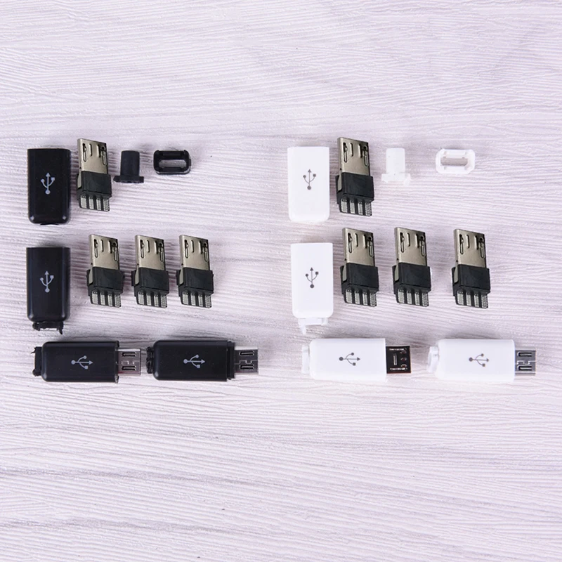 10 шт./компл. 4 в 1 DIY Micro USB тип сварки мужской 4Pin разъем пластиковая крышка