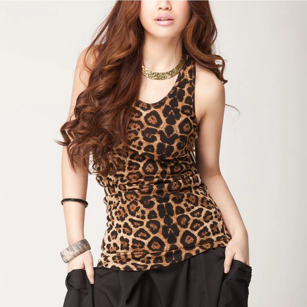 Женский летний модный жилет с леопардовым принтом повседневная майка без