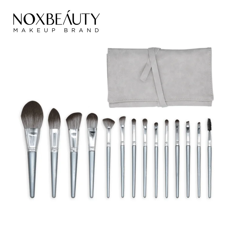 

Free Shipping NOXBEAUTY 14 PCS Makeup Brush Set Make Up Brush Kit Makeup Brushes Silver
