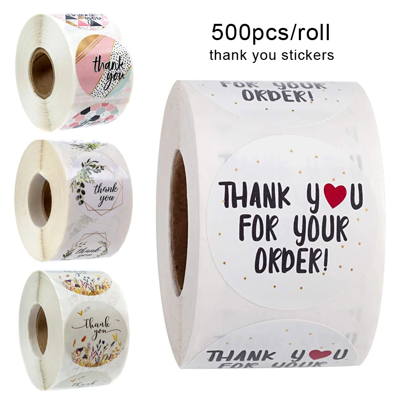 

6 @ #500 шт./рулон, наклейки Romanti Thank You, наклейки ручной работы, круглые канцелярские принадлежности, спасибо за ваш заказ