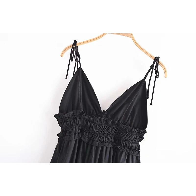 

Za Fashion Women Black Bra Dress Sleeveless Backless 2021 Summer Female Sexy Strap Mini Dresses WFJ66179H