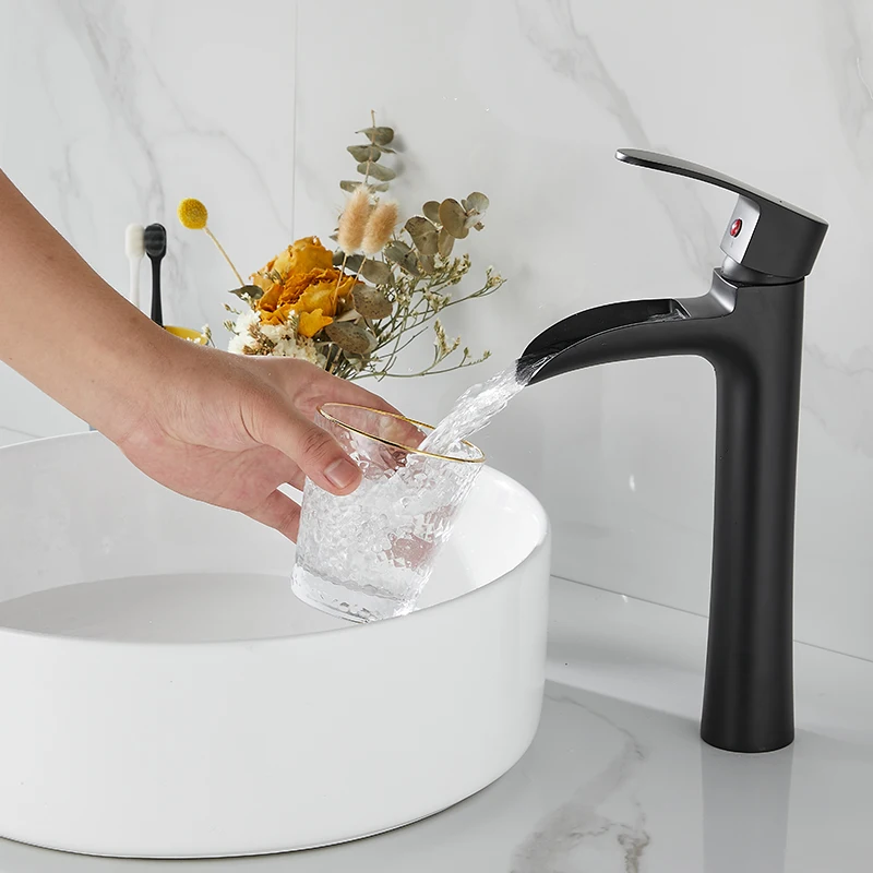 Золотистый Серебристый смеситель для раковины водопад ванной комнаты с одной