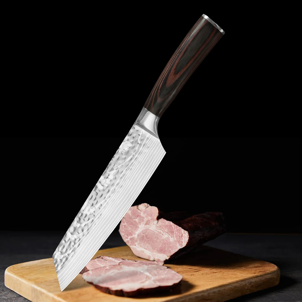 Damask Kitchen Knife 8 inch Forged Hammer Slicing 4cr13 Stainless Steel Japanese Knives Utility Cooking | Дом и сад