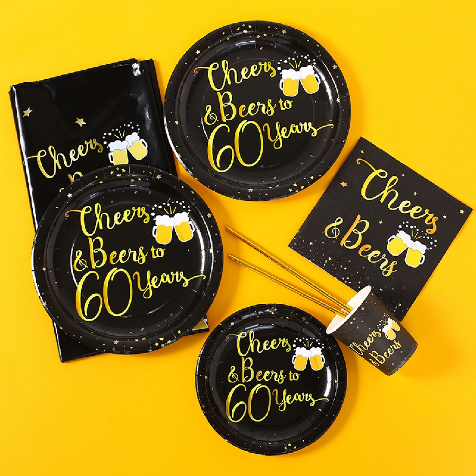 Бронзовая бумажная тарелка для празднования дня рождения чашка одноразовая