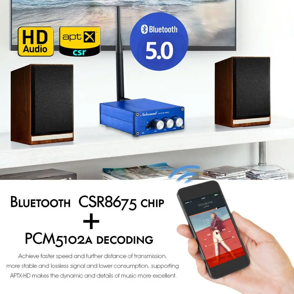 Douk аудио CSR8675 Bluetooth 5,0 цифровой усилитель мощности мини HiFi APTX-HD с декодированием 100 Вт* 2