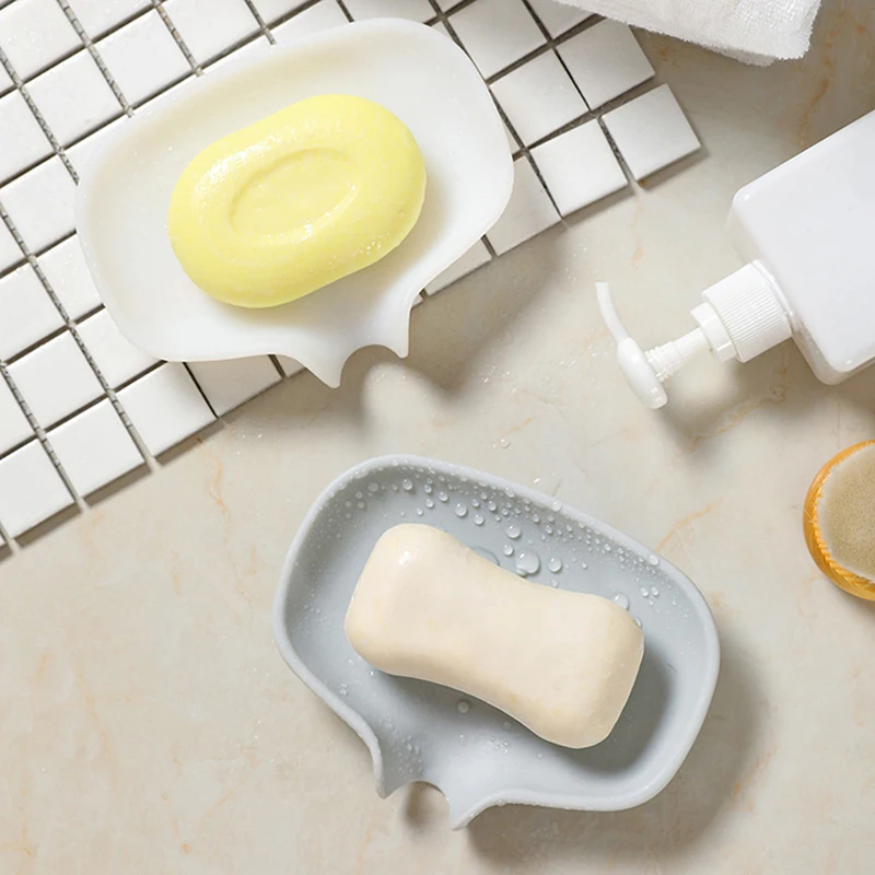 

Drain Silicone Soap Box Creative Square Quick Draining Soap Rack Kitchen Shelf