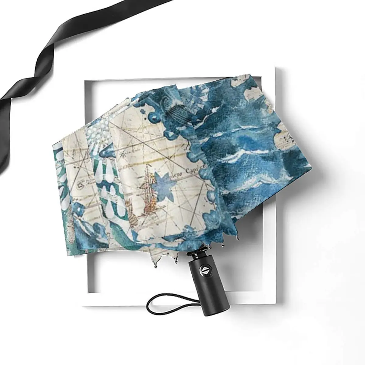 Economici Resistente Al Vento Pieghevoli Donne Ombrello Automatico Auto Teal Ocean Sea Horse Antivento Ombrelli Da Pioggia Per Gli Uomini Parasole