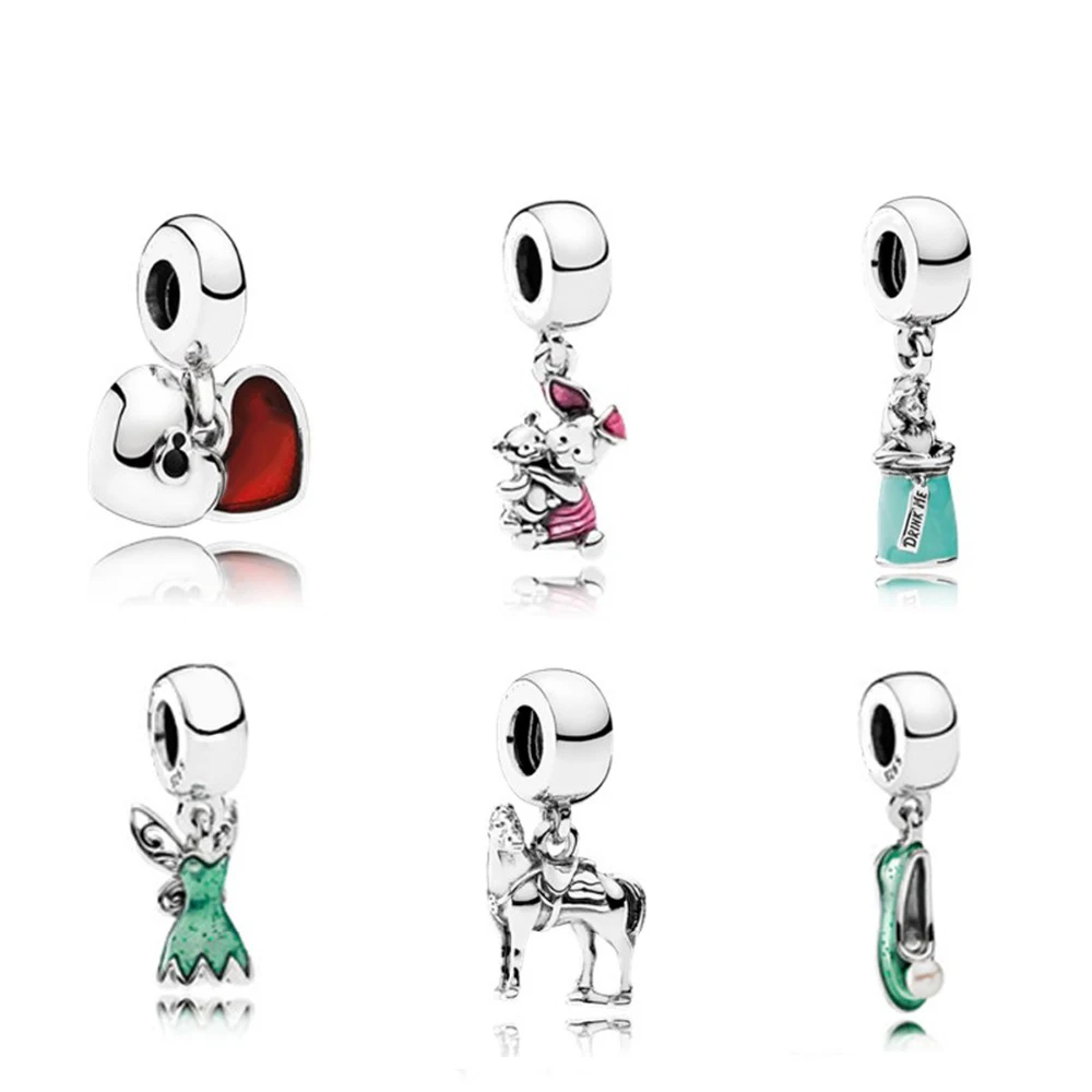 

NEW 100% 925 Sterling Silver Piercing Heart Hollow Crystal Charm Beads Fit European Women DIY Bracelet Factory Wholesale