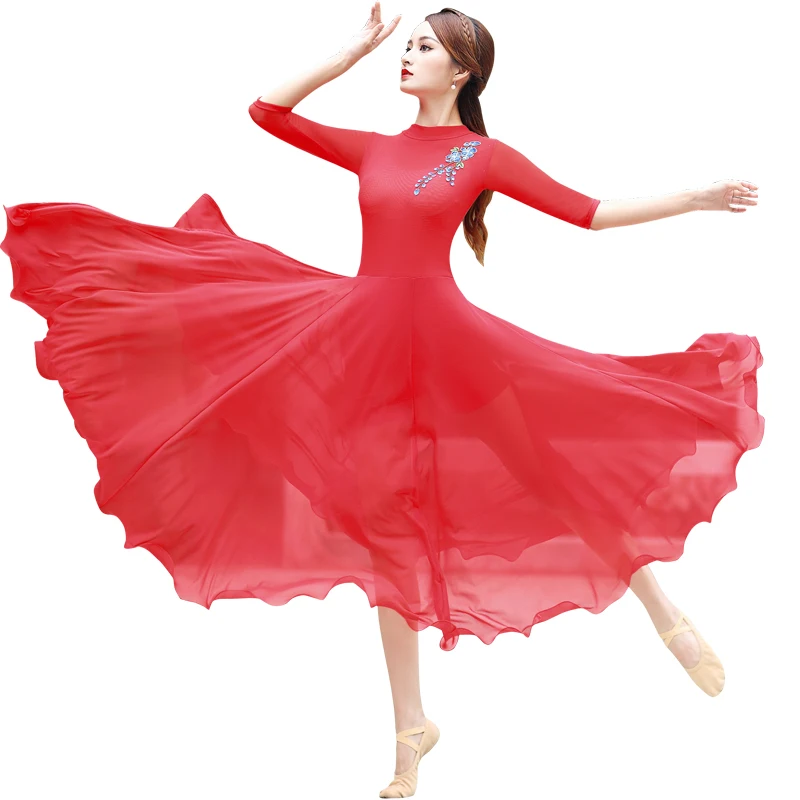 

2021 Classical Dance Performance Dress Female Fairy White/Red Cheongsam Oriental Dance Clothes For Women Belly Dance Outfits