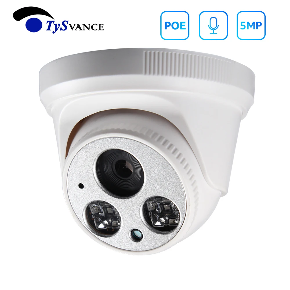 TySvance аудио 5MP POE Full-HD ip-камера купол Инфракрасный ночного видения CCTV видеонаблюдение безопасности P2P пульт дистанционного управления
