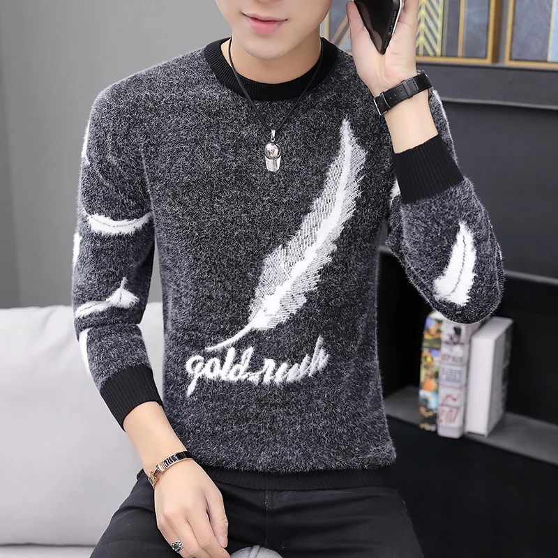 

Brand New Arrival Sweater Men O-neck Korean Fashion Casual Printed Wool Knitting Homme Sweaters Dropshipping Male Tops Slim Fit