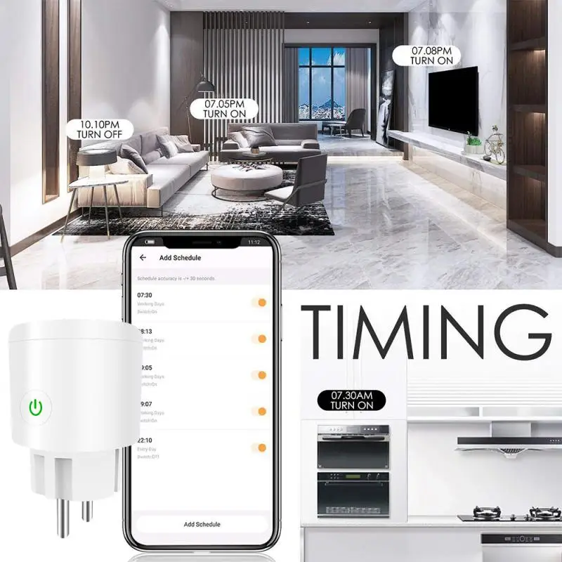 20A WiFi Smart Plug With EU Energy Monitor Power Multi Tuya APP Control Works Google Alexa Assistant Life App | Электроника