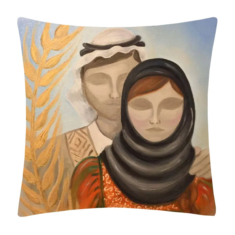 Художественная подушка для девочек и девушек с принтом льняная наволочка