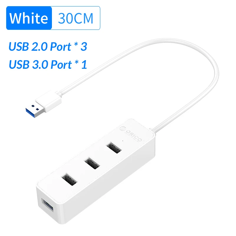 ORICO Мульти USB 2,0 3,0 4 порта концентратор 5 Гбит/с высокоскоростной USB3.0 разветвитель для ноутбука компьютера телефона планшета Mac OS - Цвет: 4 Port White 30CM