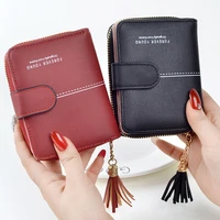 women wallets girls short lady zipper hasp coin purse tassel woman clutch purses cards holder wallet billfold burse bags pocket