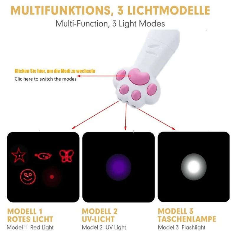 

7 in 1 LED Lighting Interactive Cat Toys Funny Cat dog Pointer Paw Training Cat Laser Pet Accessories Pet Scratch Training Tool